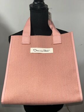 Oscar de la Renta Pink Canvas Structured Tote